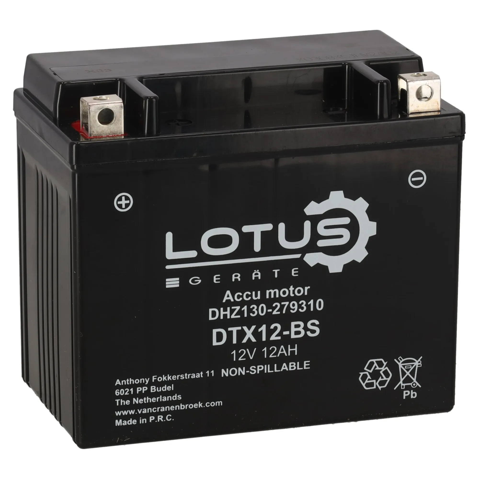 Lotus Accu'S>Accu motor 12V 12Ah DTX12-BS V2