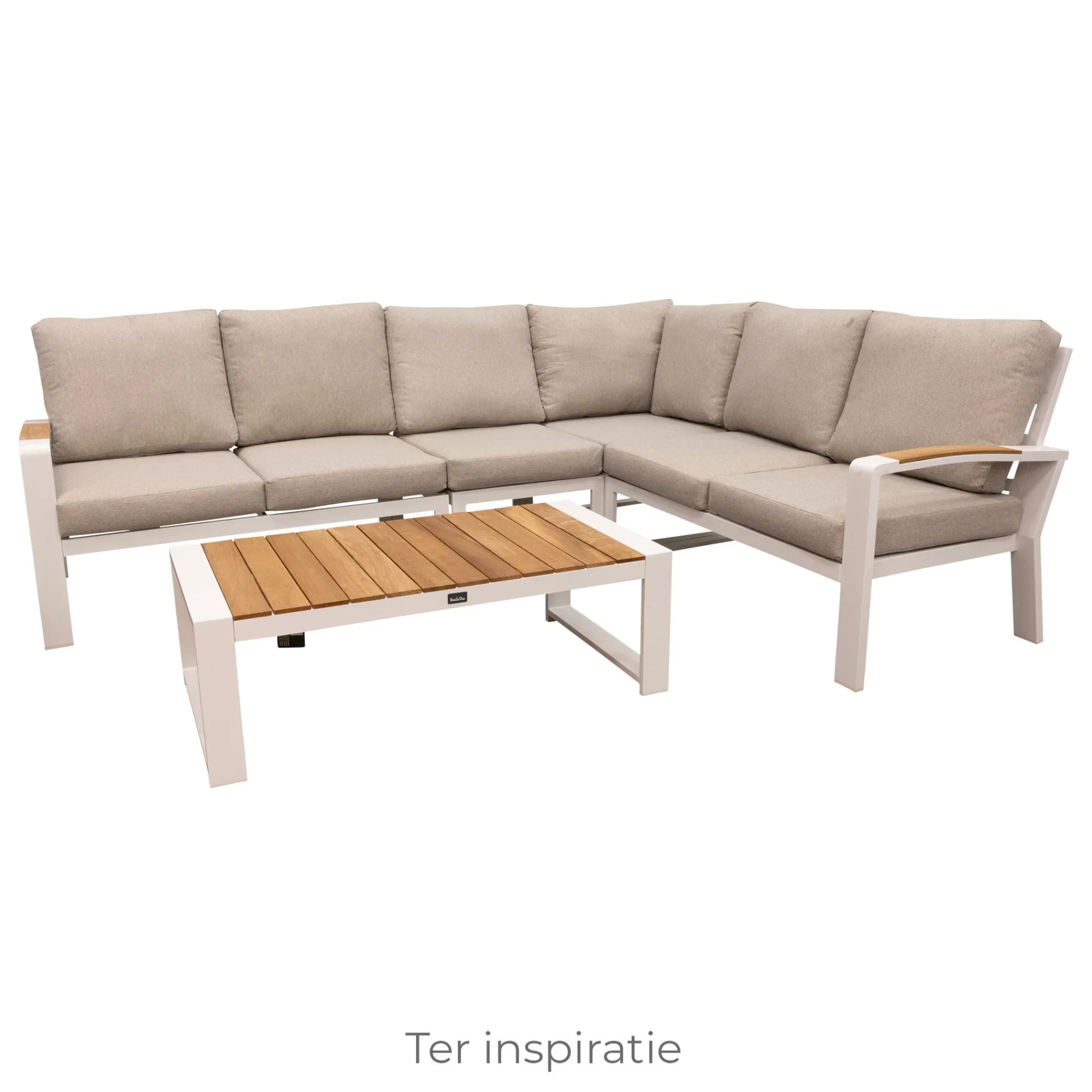 Bois le Duc Loungesets>Bank hoek Foxton wit met kussens