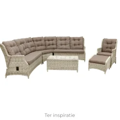 Bois le Duc Loungesets>Bank hoek rond Aprano white orchid met kussens