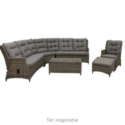 Bois le Duc Loungesets>Bank hoek rond Aprano willow grey met kussens