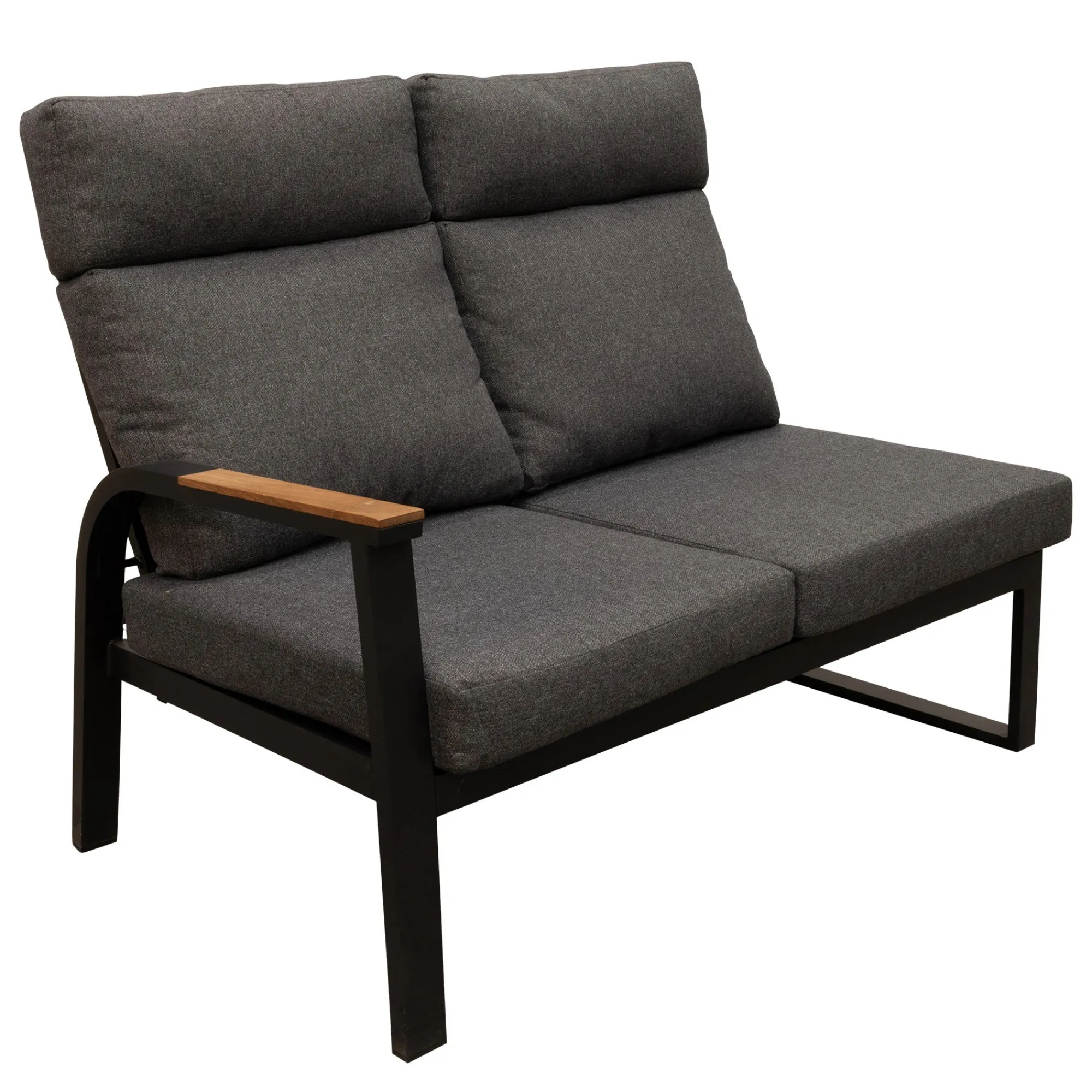 Bois le Duc Loungesets>Bank 2-zit links Harston zwart met kussens