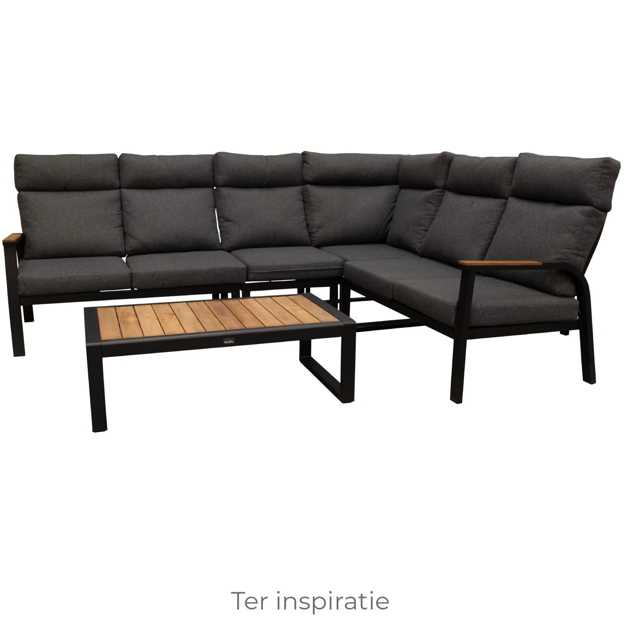 Bois le Duc Loungesets>Bank 2-zit links Harston zwart met kussens