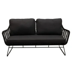 Bois le Duc Loungesets>Bank 2-zit Mezzavia zwart met kussens