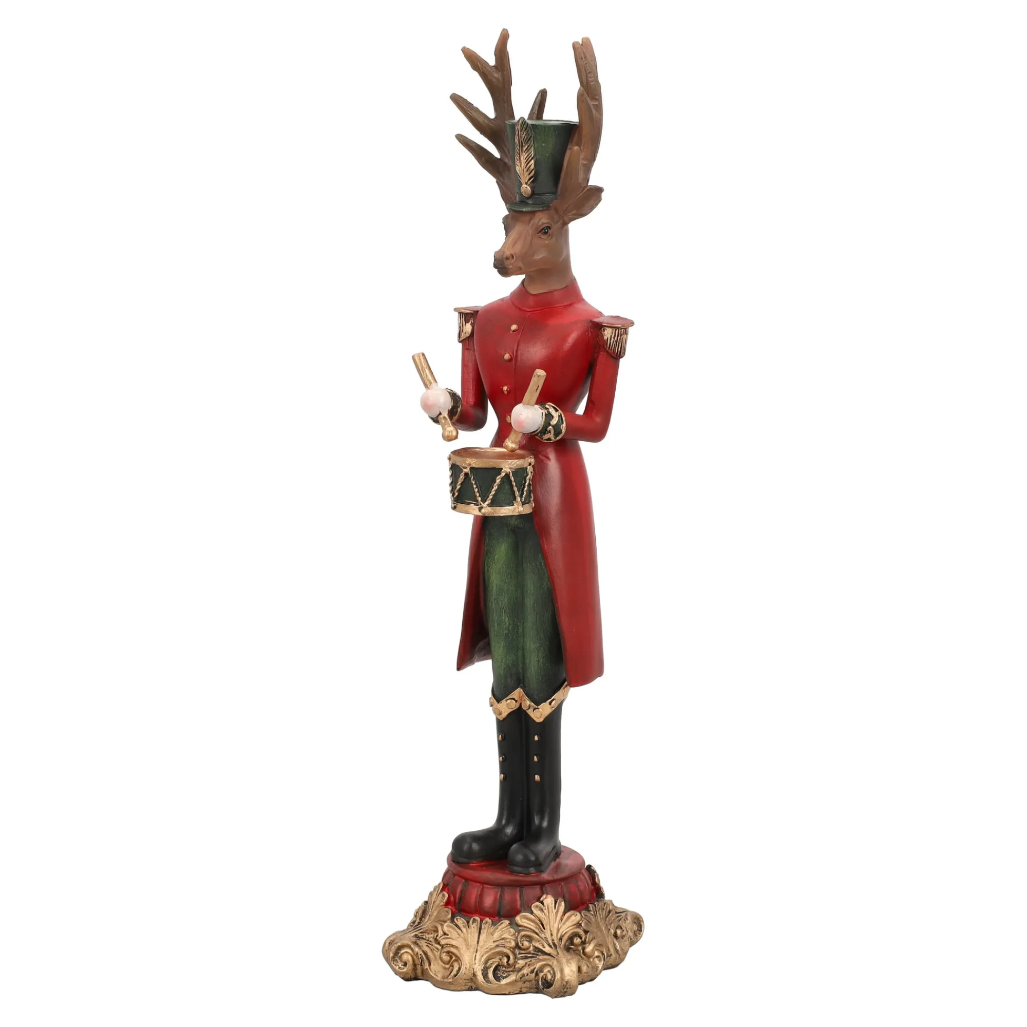 O'malley Kerstdecoratie>Beeld rendier trommel 37cm