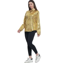 Van Cranenbroek Dameskostuums>Blouse glitter goud vrouw S