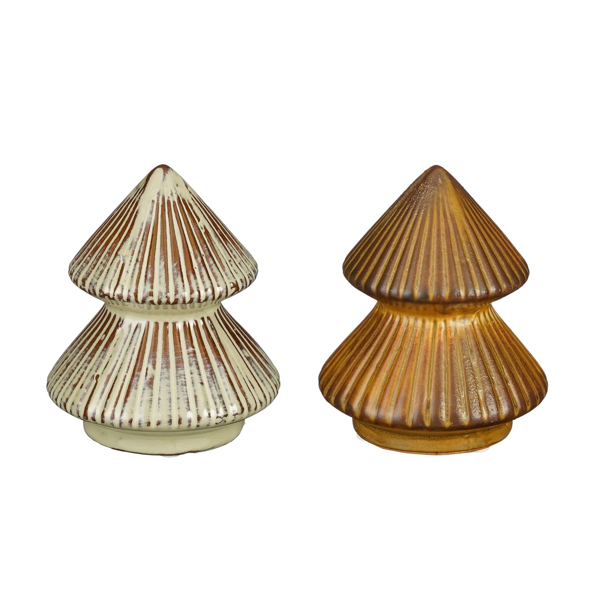 Mica Decorations Kerstdecoratie>Boom deco glas bruin groen 11cm