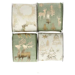 Kerstdecoratie>Cadeaulint groen wit