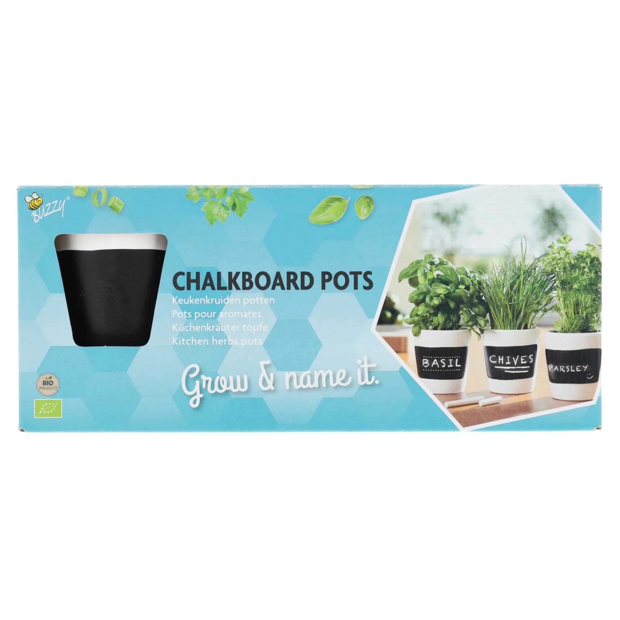 Buzzy Moestuin>Chalkboard pots BIO