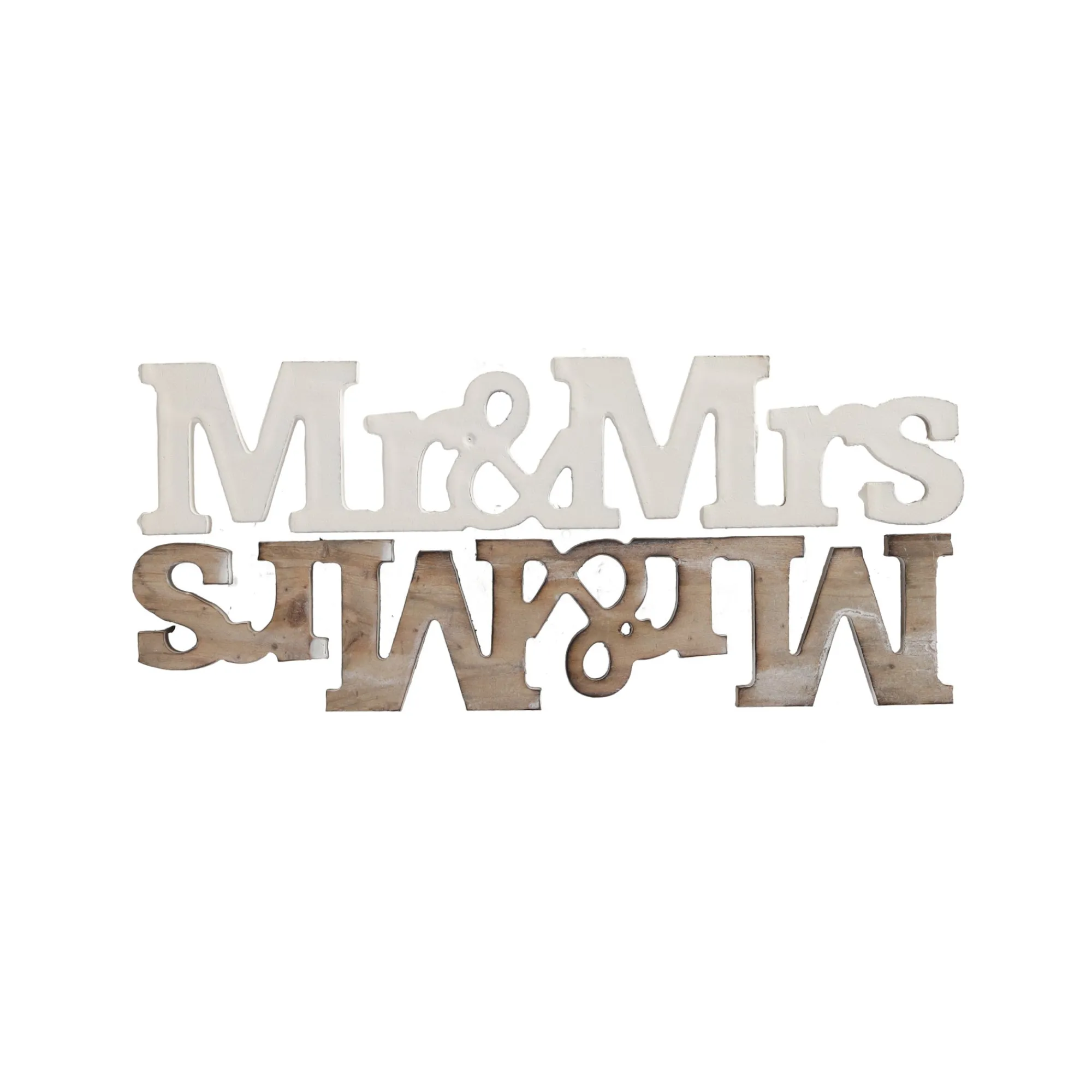 O'malley Woondecoratie>Deco hout Mr&Mrs 24 cm assorti