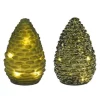 Kerstdecoratie>Dennenappel glas groen 10LED 10 cm