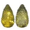 Kerstdecoratie>Dennenappel glas groen 15LED 15 cm