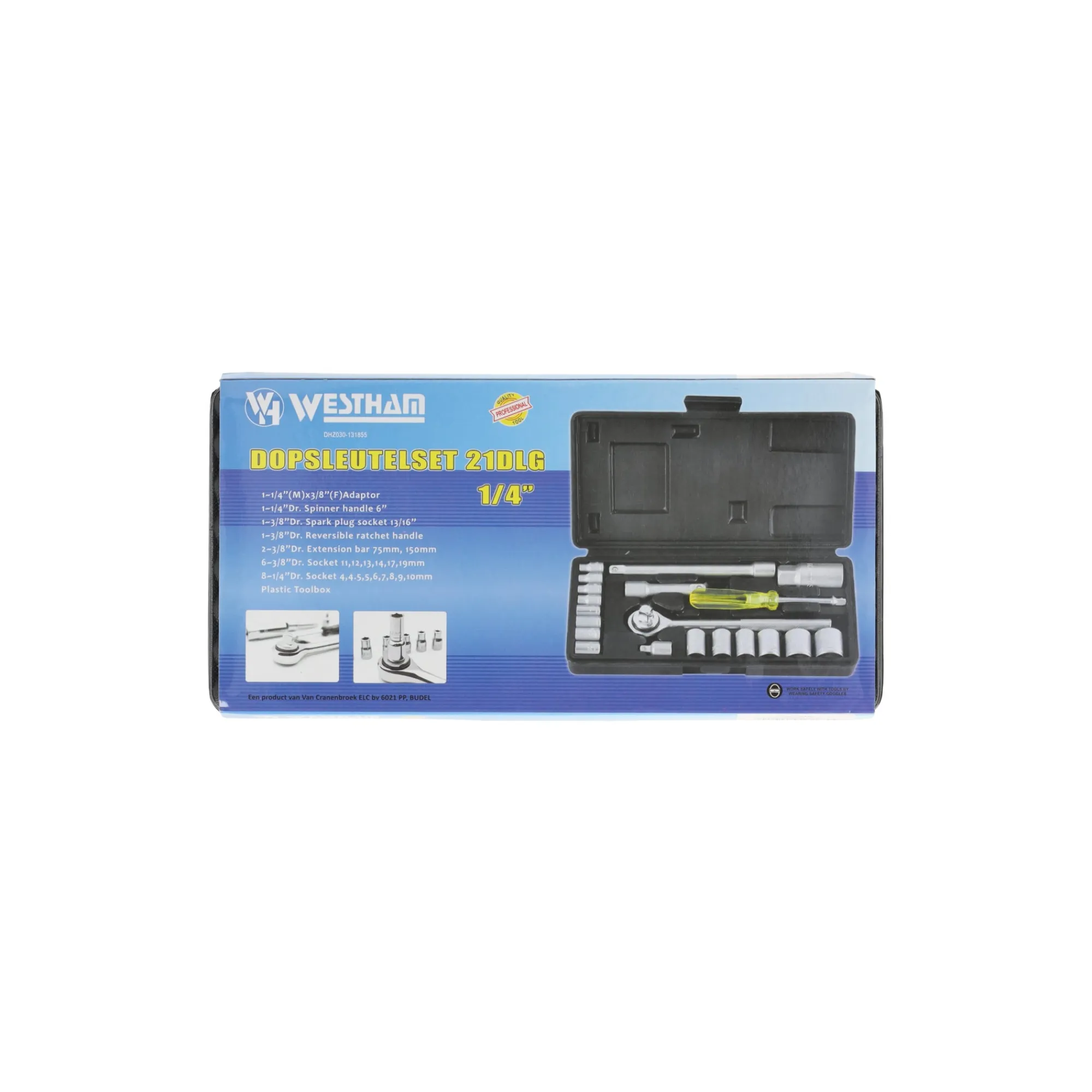 Westham Handgereedschap>Dopsleutelset 21-delig 1/4"