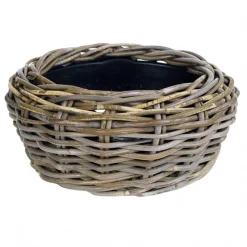 Van der Leeden Tuindecoratie>Drypot rattan grijs 32 x 14 cm
