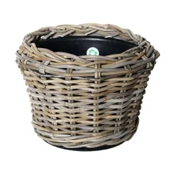 Van der Leeden Tuindecoratie>Drypot rattan rond grijs 27 x 20 cm