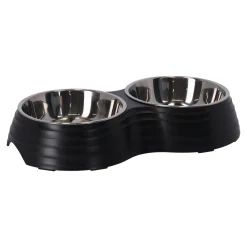 Friendly Pet Drink- En Voerbak Hond>Eetpot hond duo ribbel zwart 2x160
