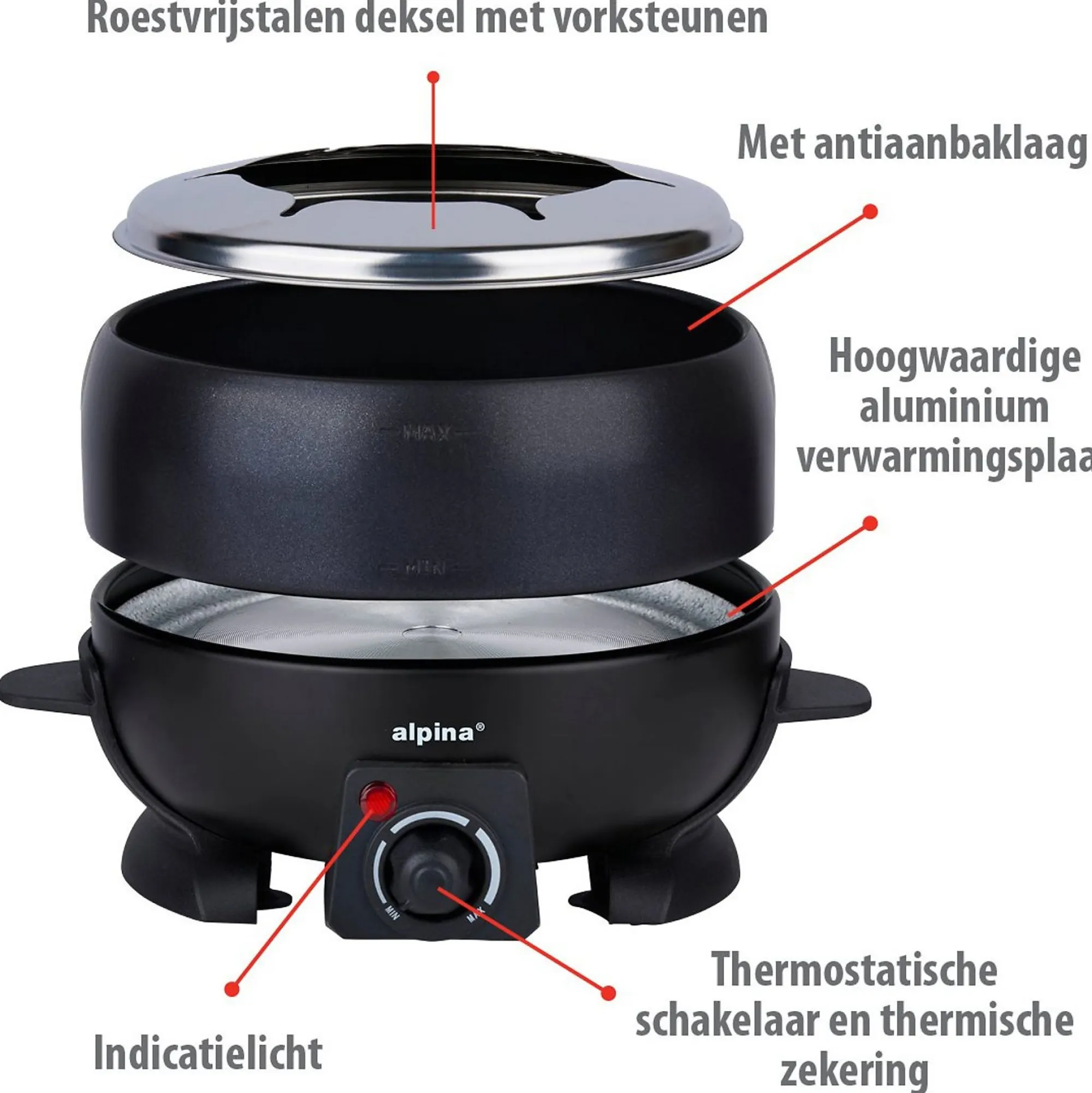 Alpina Koken & Tafelen>Fondueset 2,3 L 800W