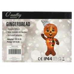 O'malley Kerstdecoratie>Gingerbread opblaasbaar 105cm