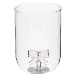 Kerstdecoratie>Glas strik roze 11 cm