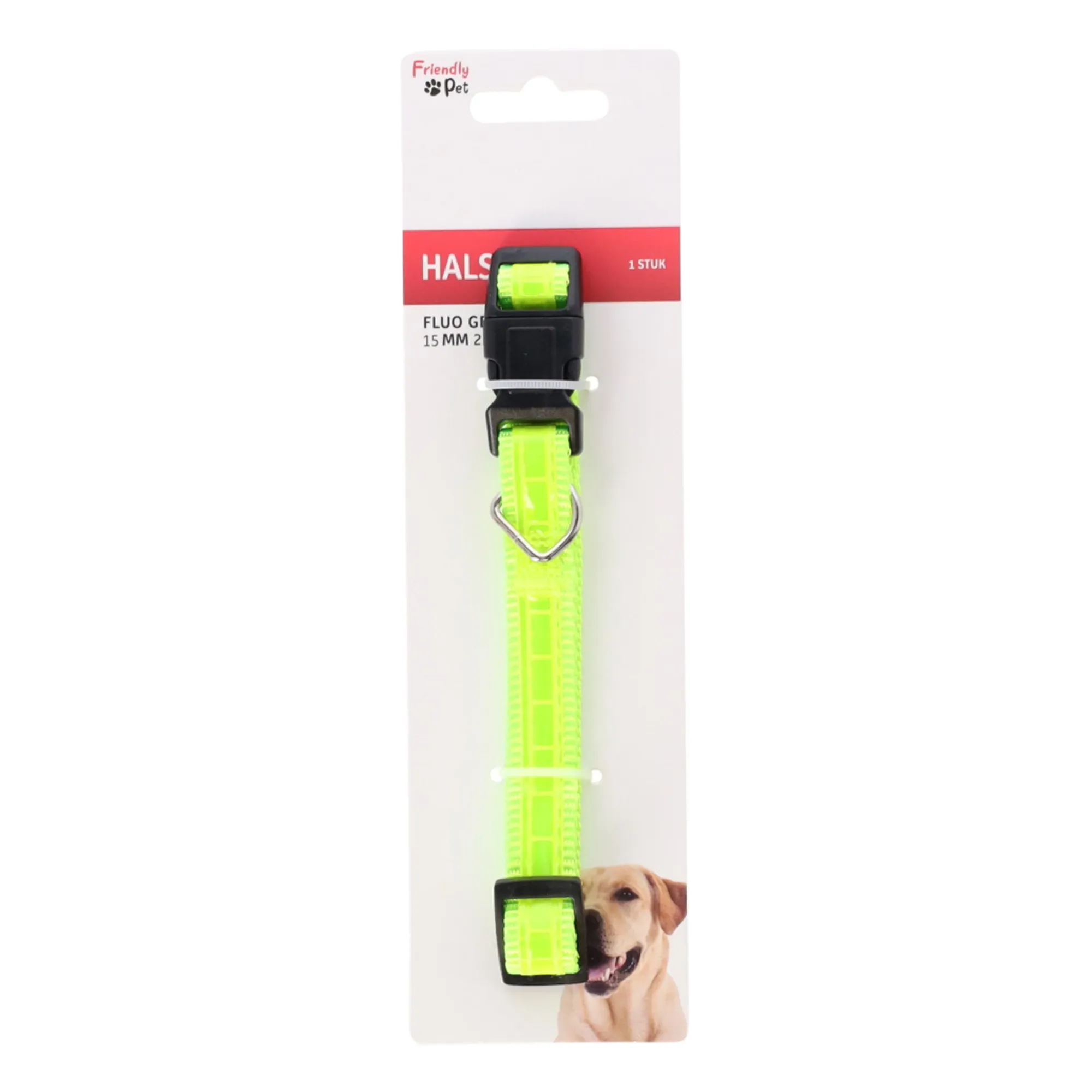 Friendly Pet Hondenriem>Halsband fluo geel 15mm 25-40cm FP
