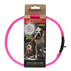 Flamingo Hondenriem>Halsband visio LED jumbo 7mm roze