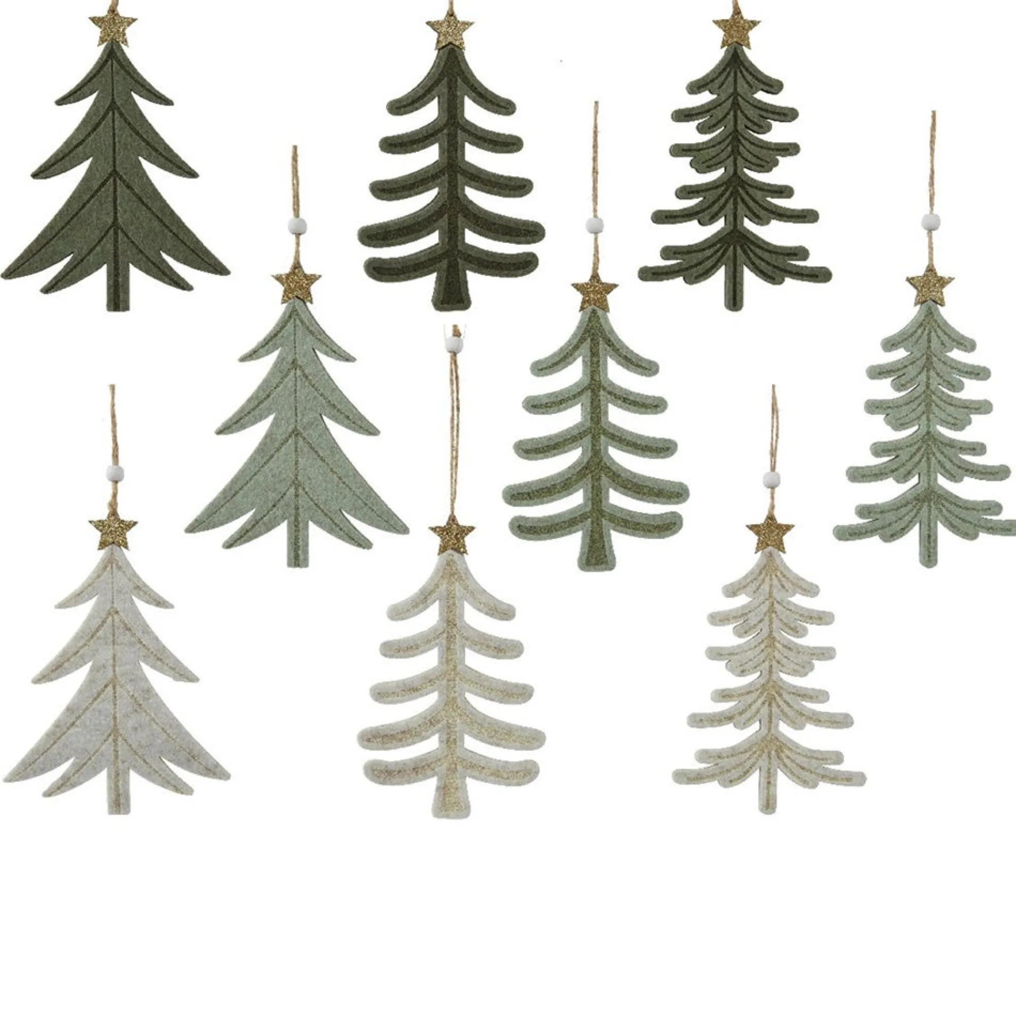 Kerstballen|Kerstdecoratie>Hanger boom vilt groen 18 cm