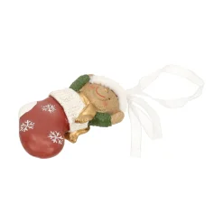 Kerstdecoratie|Kerstballen>Hanger cadeau beer groen 8 cm