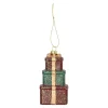 Kerstdecoratie|Kerstballen>Hanger cadeau rood groen 6 x 10 cm