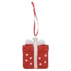 Kerstdecoratie|Kerstballen>Hanger cadeau rood wit 7 x 8 cm