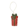 Kerstdecoratie|Kerstballen>Hanger cadeau strik groen 9 cm