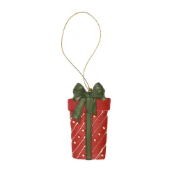 Kerstdecoratie|Kerstballen>Hanger cadeau strik groen 9 cm
