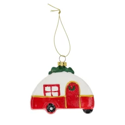 Kerstballen|Kerstdecoratie>Hanger caravan rood 10 x 8 cm