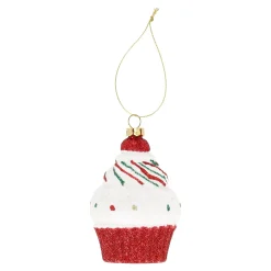 Kerstballen|Kerstdecoratie>Hanger cupcake rood 7 x 9 cm