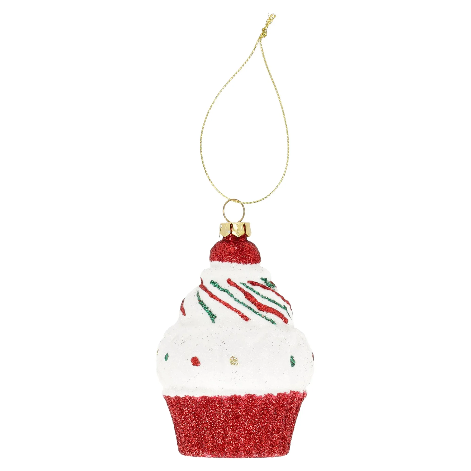 Kerstballen|Kerstdecoratie>Hanger cupcake rood 7 x 9 cm