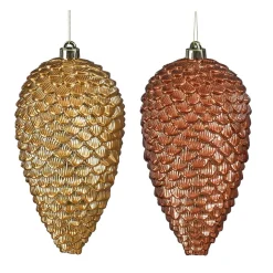 Kerstballen|Kerstdecoratie>Hanger dennenappel bruin goud 24 cm