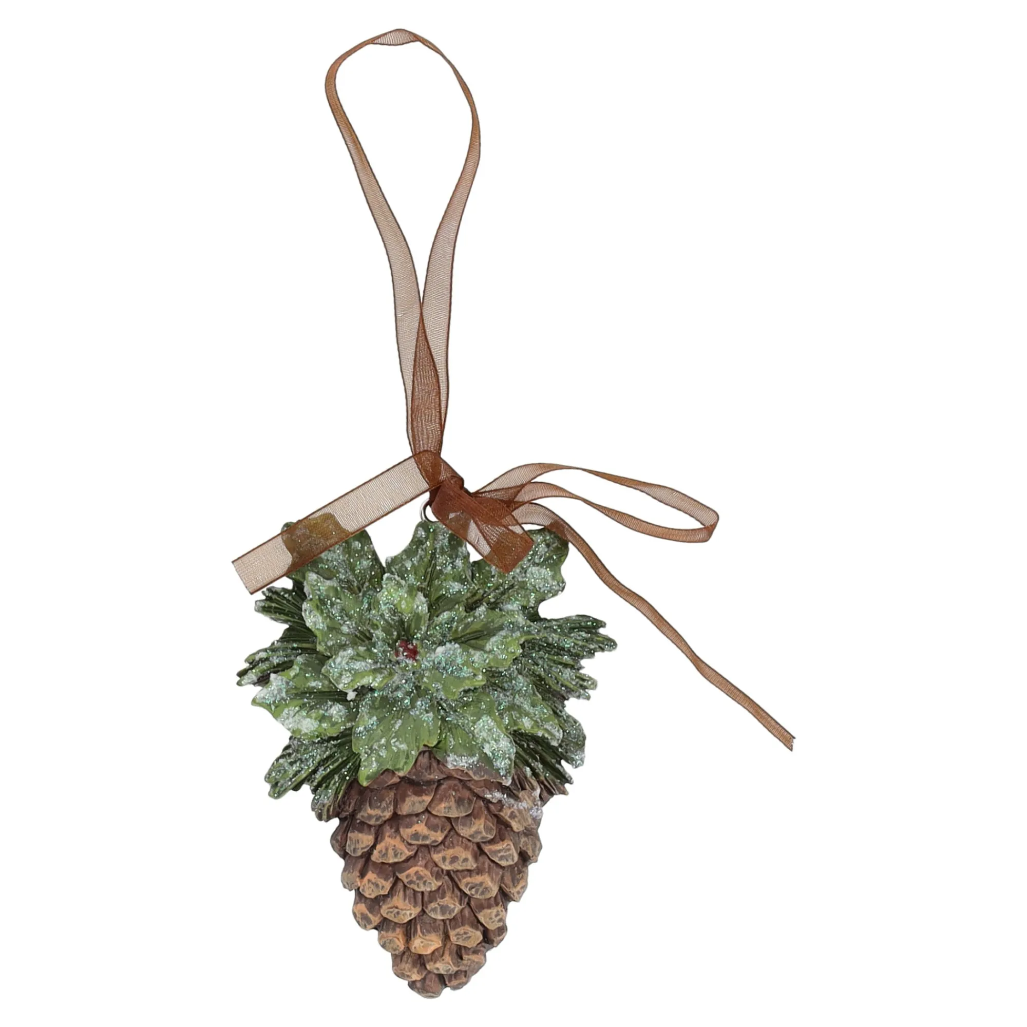 Kerstballen|Kerstdecoratie>Hanger dennenappel groot groen 9 cm