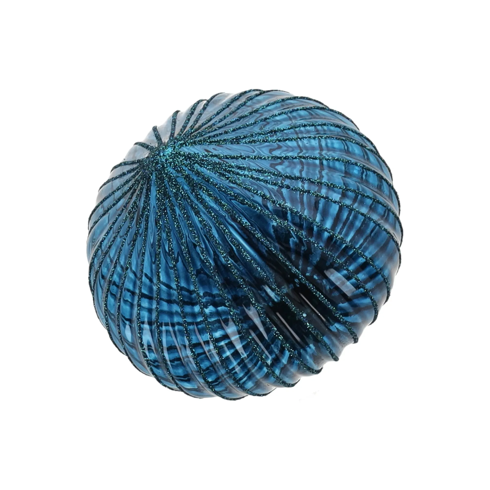 Kerstballen|Kerstdecoratie>Hanger glas bal 10 cm blauw