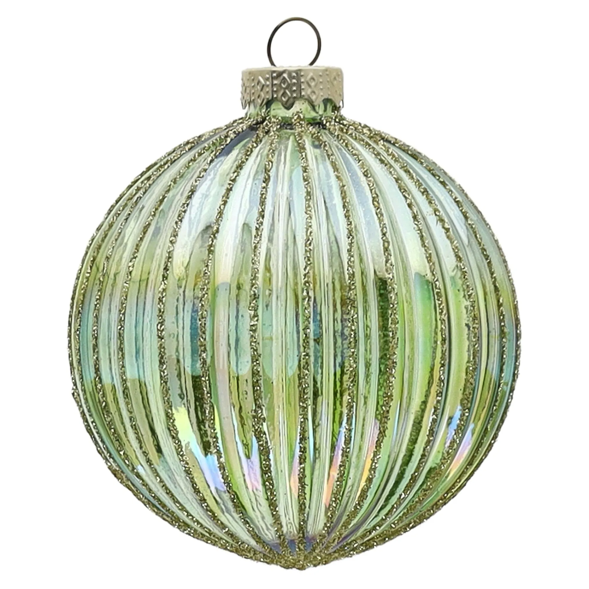 Kerstdecoratie|Kerstballen>Hanger glas bal 8 cm groen