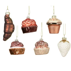Decoris Kerstdecoratie|Kerstballen>Hanger glas cake 6 cm