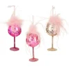 Decoris Kerstdecoratie|Kerstballen>Hanger glas cocktail roze 10 cm