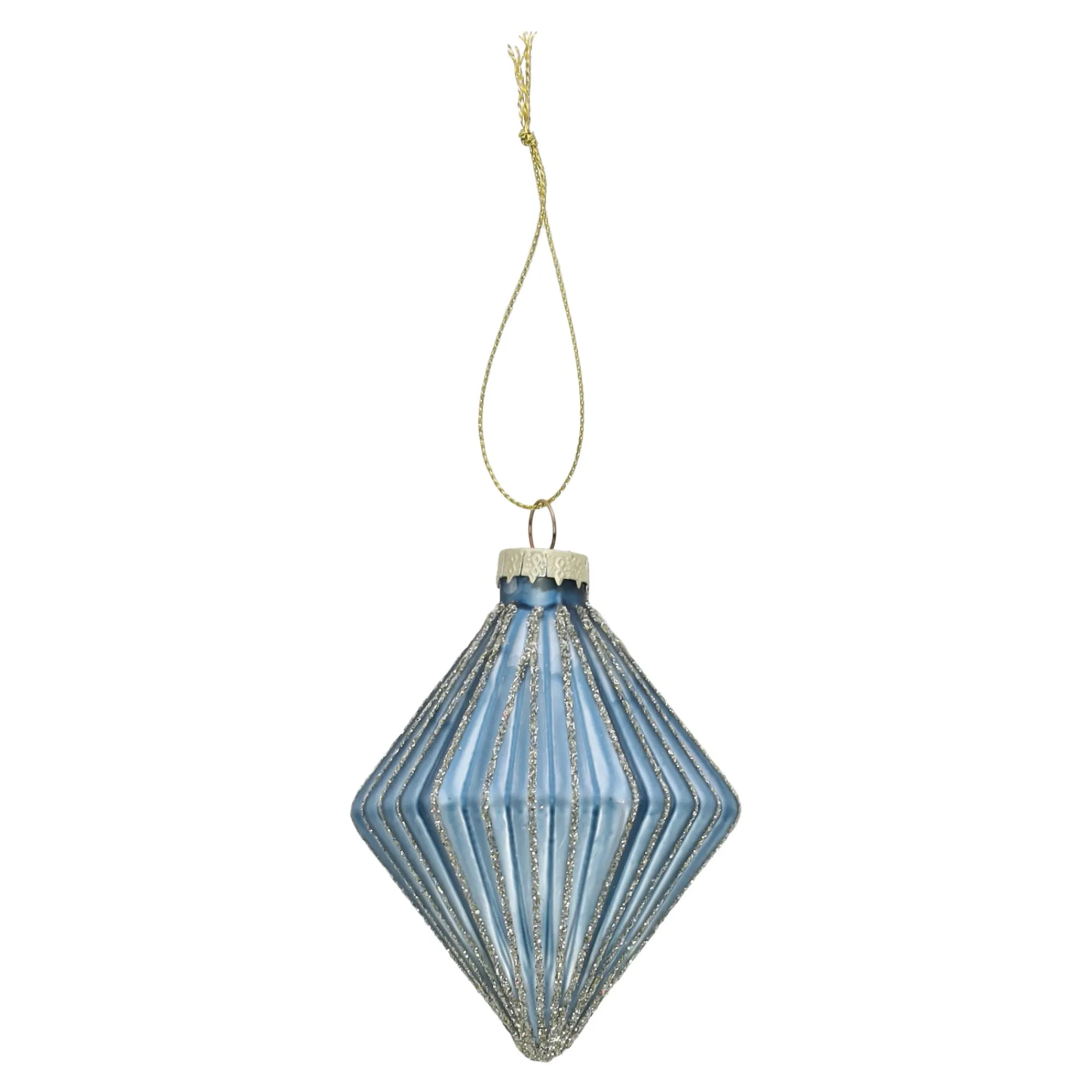 Kerstballen|Kerstdecoratie>Hanger glas diamant 9 cm blauw