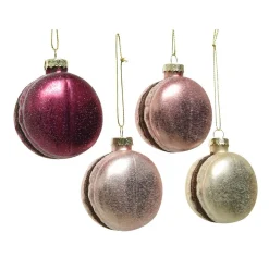 Decoris Kerstdecoratie|Kerstballen>Hanger glas macaron roze 6 cm