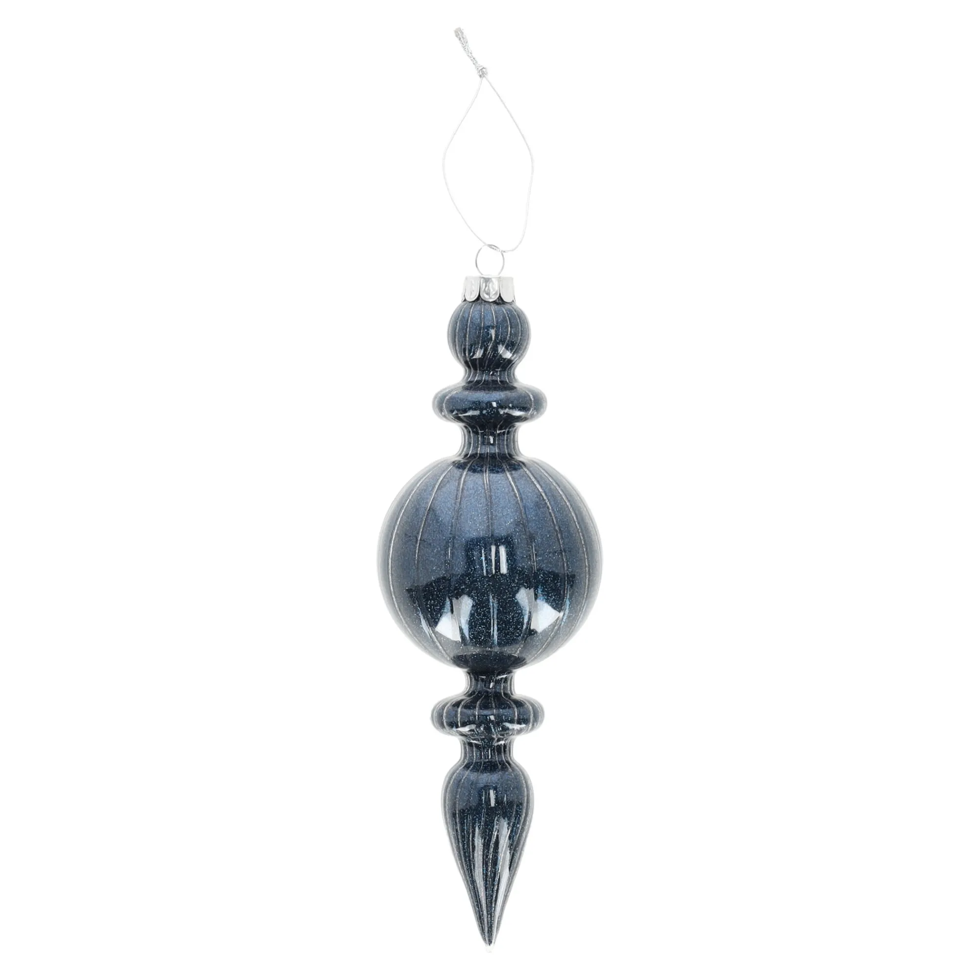 Kerstballen|Kerstdecoratie>Hanger glas pegel 21 cm blauw