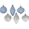 Kerstballen|Kerstdecoratie>Hanger glas pegel blauw 8 cm