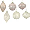 Decoris Kerstdecoratie|Kerstballen>Hanger glas pegel roze creme 8 cm