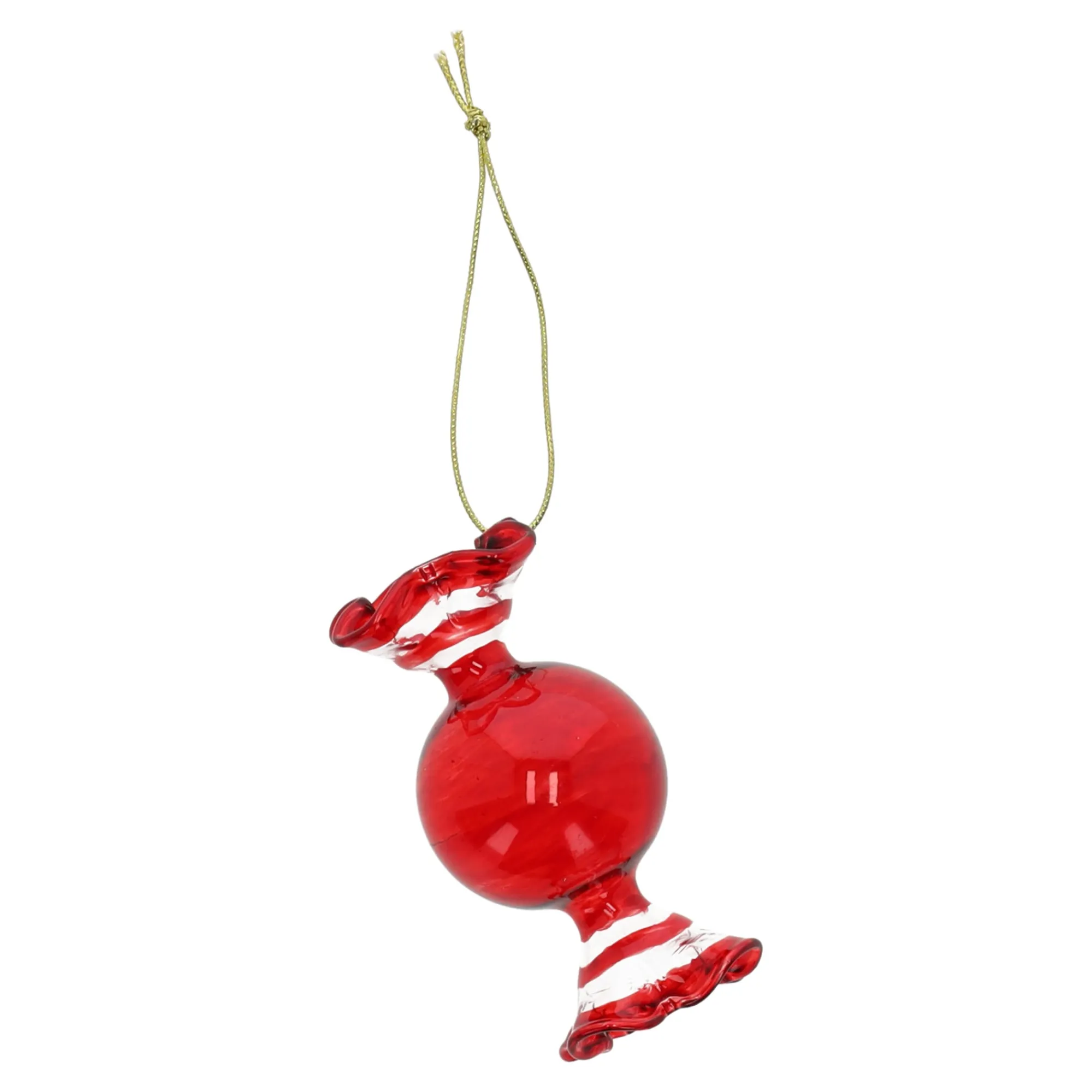 Kerstballen|Kerstdecoratie>Hanger glas snoep rood