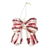 Kerstballen|Kerstdecoratie>Hanger glas strik 10 cm rood wit
