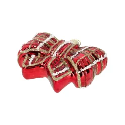 Kerstdecoratie|Kerstballen>Hanger glas strik rood