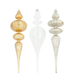 Natural Collections Kerstballen|Kerstdecoratie>Hanger glas wit goud 8 x 30 cm