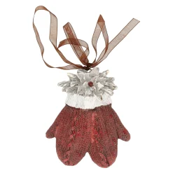 Kerstballen|Kerstdecoratie>Hanger handschoen rood 9 cm