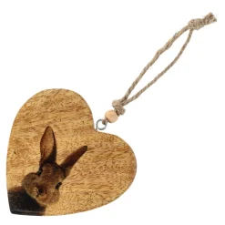 O'malley Pasen>Hanger hout hart konijn 10cm